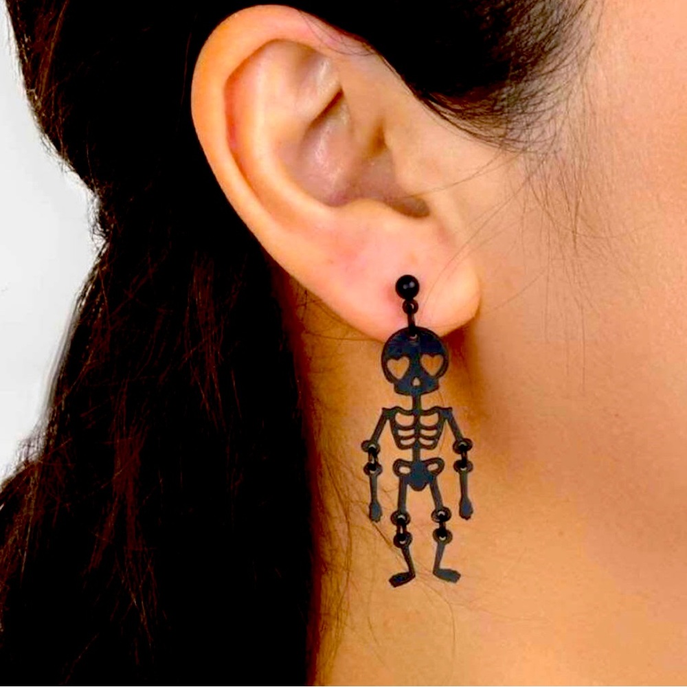 Black Skeleton Halloween Earrings